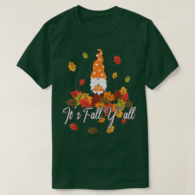 Love Gnome Thanksgiving Happy Autumn Fall Yall 667 T-Shirt (Design Front)