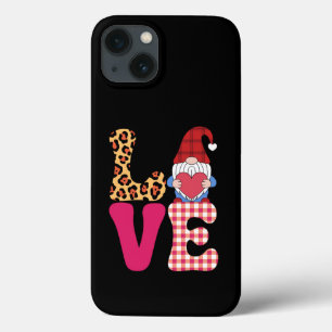 Love Gnome Valentines Day Red Buffalo Plaid Leopar iPhone 13 Case