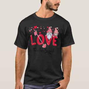 Love Gnome Valentines Day Red Buffalo Plaid Leopar T-Shirt
