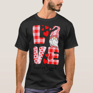 Love Gnome Valentines Day Red Buffalo Plaid Leopar T-Shirt