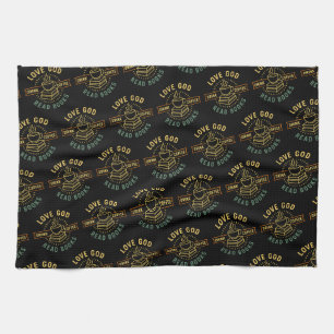 Love God Drink Coffee Read Books Lovers Vintage Tea Towel