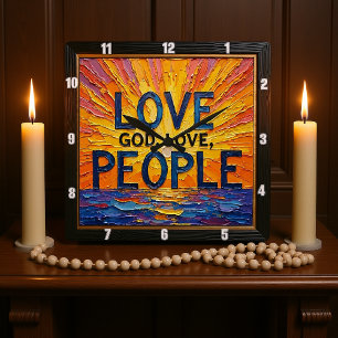 Love God, Love People Artwork Square Wall Clock