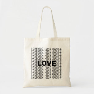 Love God Love People Quote Repeat Text Christian Tote Bag