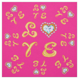 LOVE gold fabric font letters Love around pink