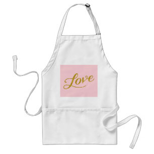 Love Gold Faux Glitter Metallic Inspirational Pink Standard Apron