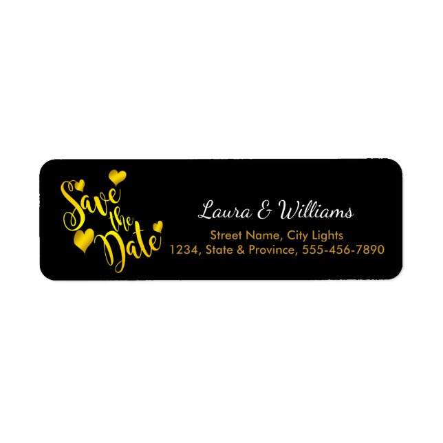 Love Gold Save The Date Heart Shape Brushed (Front)