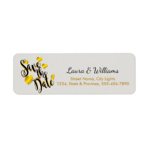 Love Gold Save The Date Heart Shape Brushed