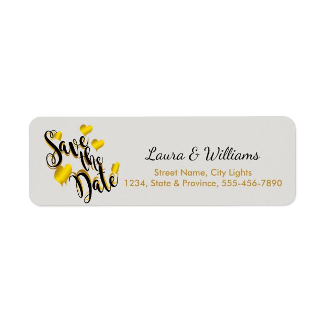 Love Gold Save The Date Heart Shape Brushed (Front)