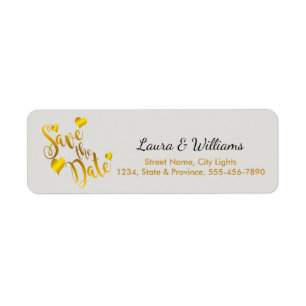 Love Gold Save The Date Heart Shape Brushed