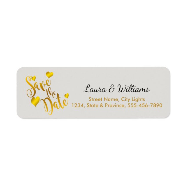 Love Gold Save The Date Heart Shape Brushed (Front)