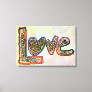 Love Golden Pastels Painting Canvas Print