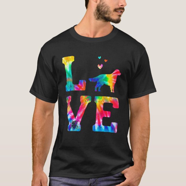 Love Golden Retriever Corgi Tie Dye Dog Mum Dad T-Shirt (Front)
