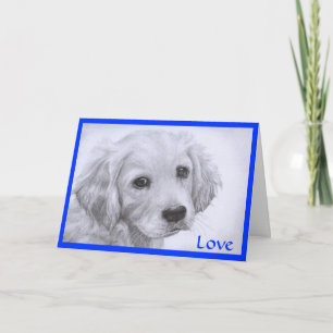 Love Golden Retriever Puppy Drawing Greeting Card