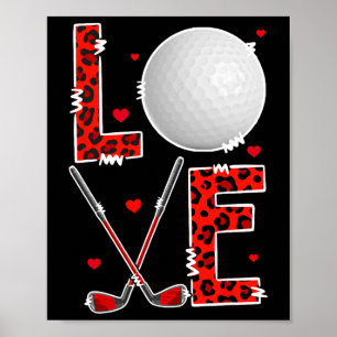 Love Golf Player Team Valentine's Day Costume Leop Poster