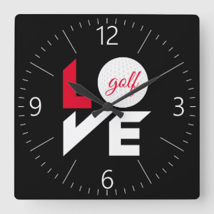 Love golf square wall clock