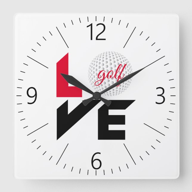 Love golf square wall clock (Front)