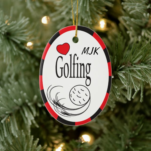 Love Golfing Red and Black Ceramic Tree Decoration (Tree)