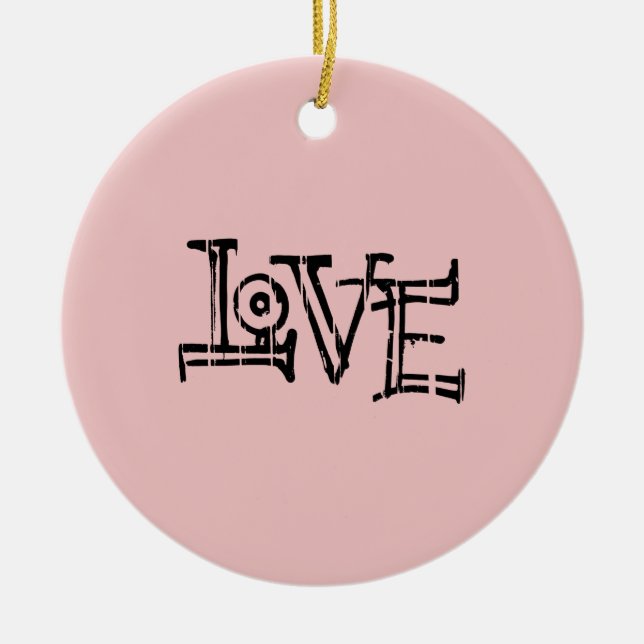 Love Graffiti Ceramic Tree Decoration (Front)