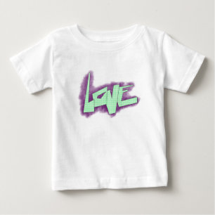 love graffiti purple green mint typography dots baby T-Shirt