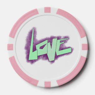 love graffiti purple green mint typography dots poker chips