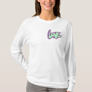love graffiti purple green mint typography dots  T-Shirt