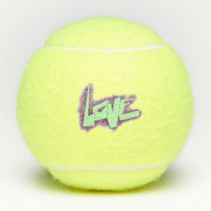 love graffiti purple green mint typography dots tennis balls