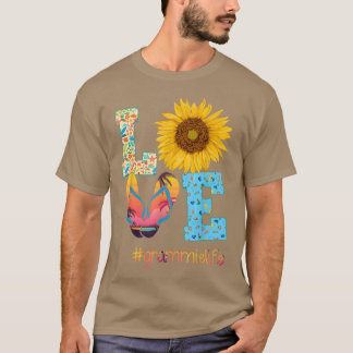 LOVE Grammie Life Flip Flops Sunflower Summer Moth T-Shirt
