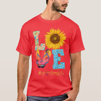 LOVE Grandma Life Flip Flops Sunflower Summer Moth T-Shirt