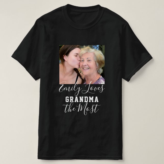 LOVE GRANDMA THE MOST Custom Photo Mother's Day T-Shirt (Design Front)