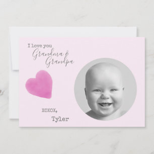 Love Grandparents Photo Pink Heart Valentines Holiday Card