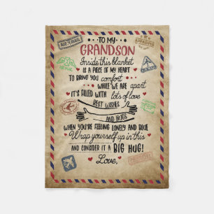 Love Grandson   Letter To My Grandson From Grandma Fleece Blanket
