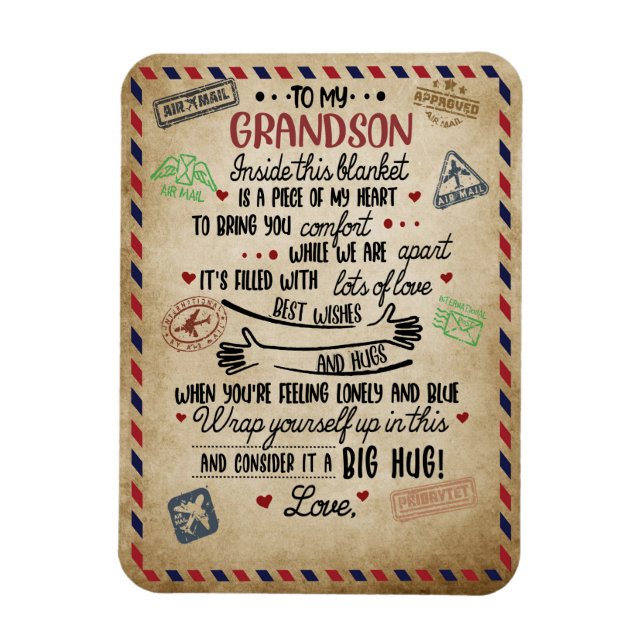 Love Grandson | Letter To My Grandson From Grandma Magnet (Vertical)
