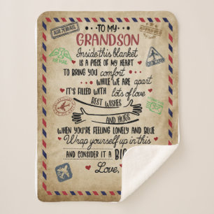 Love Grandson   Letter To My Grandson From Grandma Sherpa Blanket