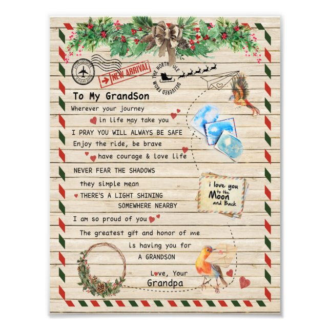 Love Grandson|Letter To My Grandson I Proud Of You Photo Print (Front)