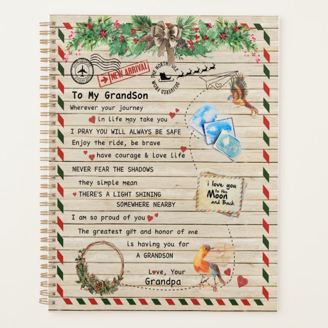 Love Grandson|Letter To My Grandson I Proud Of You Planner (Front)