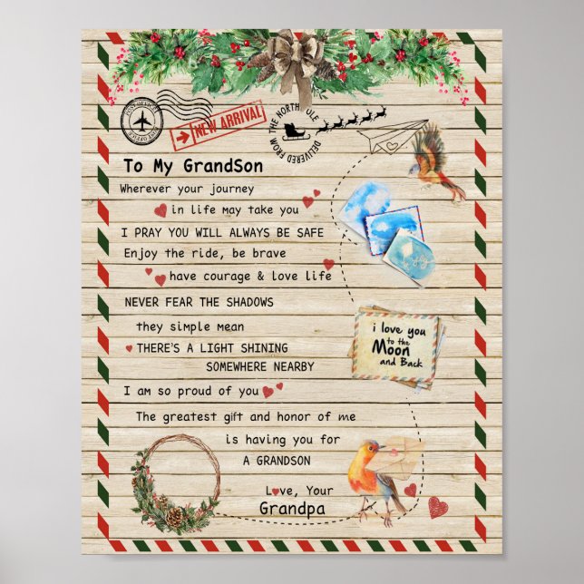 Love Grandson|Letter To My Grandson I Proud Of You Poster (Front)