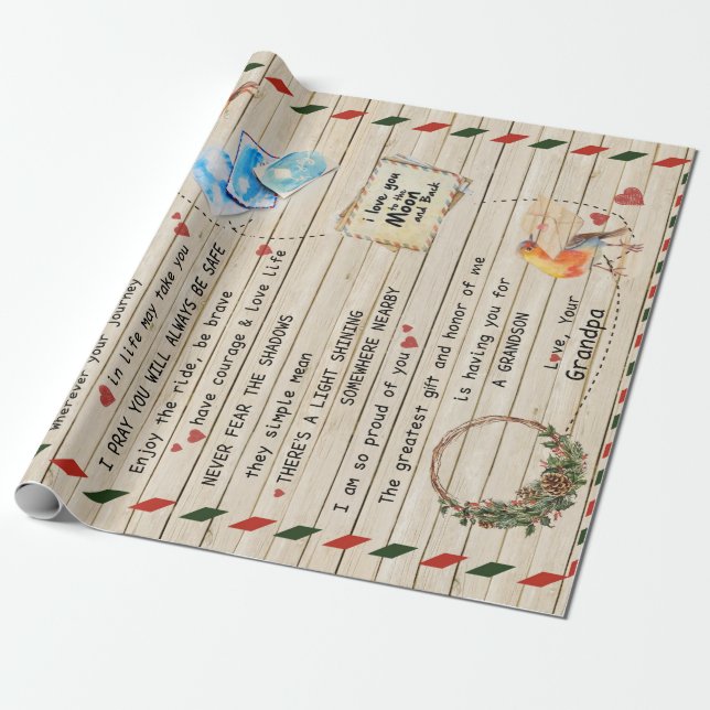 Love Grandson|Letter To My Grandson I Proud Of You Wrapping Paper (Unrolled)