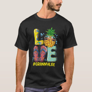 Love Granny Life Flip Flops Hippie Pineapple Summe T-Shirt