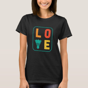 Love Graphic Badminton Player Shuttlecock Player S T-Shirt