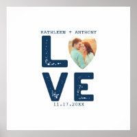 LOVE Graphic Minimalist Heart Shaped Photo Wedding