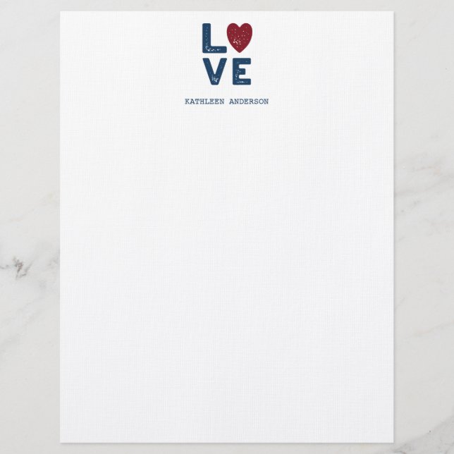 LOVE Graphic Minimalist Look Custom Letterhead (Front)