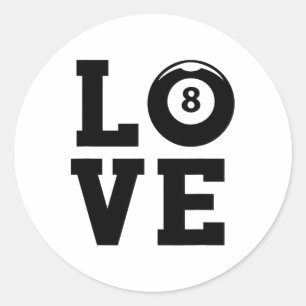 Love Graphic Pool Billard Snooker Billard Cue 8-ll Classic Round Sticker