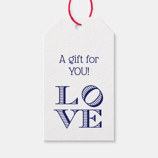 LOVE Graphic Text - Blue Gift Tags (Front)
