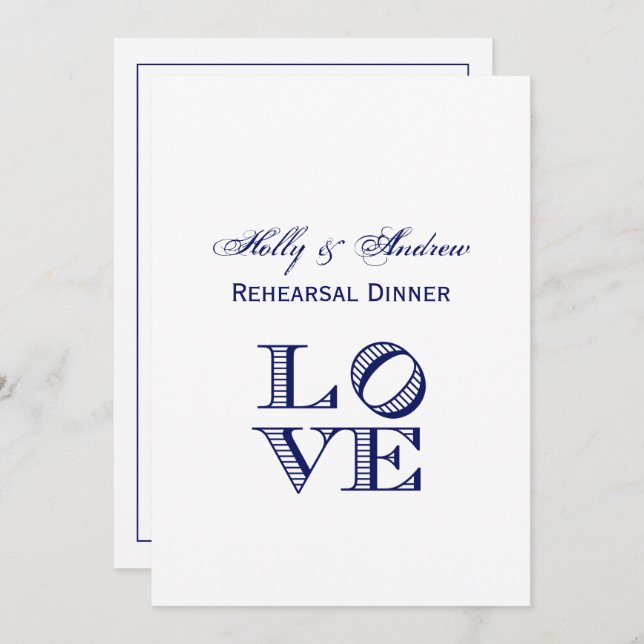 LOVE Graphic Text - Blue Invitation (Front/Back)
