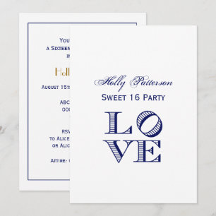 LOVE Graphic Text - Blue Invitation