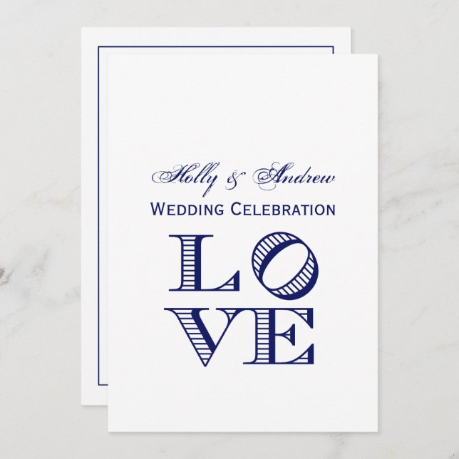 LOVE Graphic Text - Blue Invitation (Front/Back)