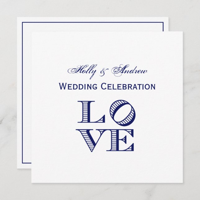 LOVE Graphic Text - Blue Invitation (Front/Back)