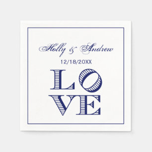 LOVE Graphic Text - Blue Napkin