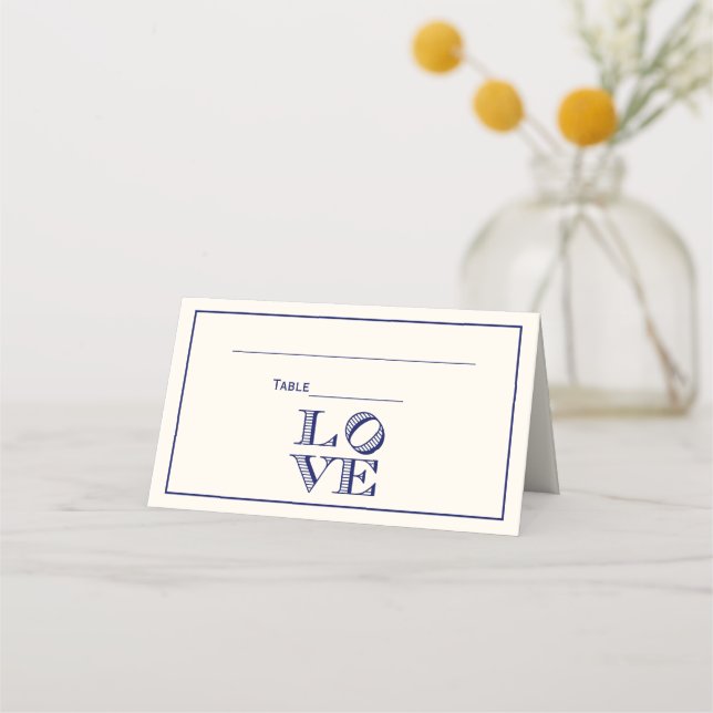 LOVE Graphic Text - Blue Place Card (Back)