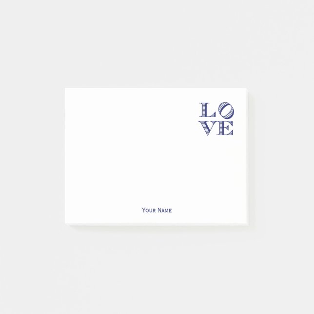 LOVE Graphic Text - Blue Post-it Notes (Front)
